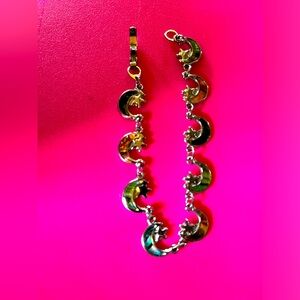 Vintage bracelet moon shapes Abalone look trim 7”